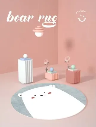 Круглый ковер с рисунком кота для детей нескользящий напольный коврик стул