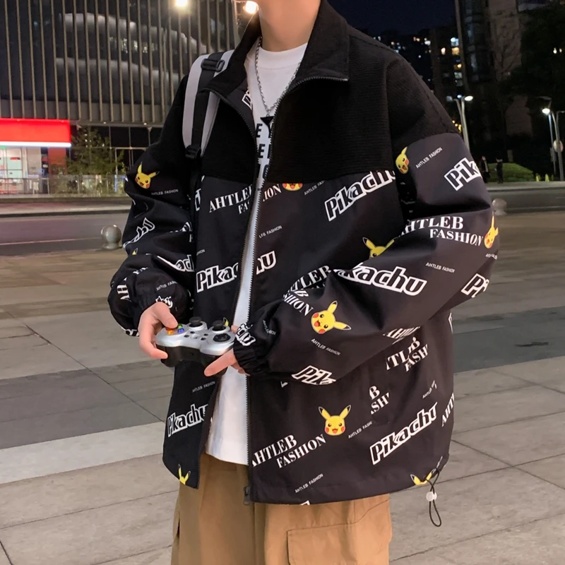 

College Style Trend Print Jacket Men Spring Autumn All-match Hip Hop Streetwear Unisex Korean Male Oversized Light Windbreake