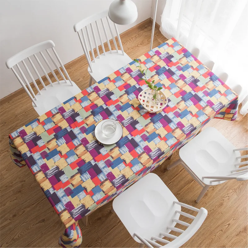 

Color Plaid Tablecloth American Pastoral Rectangular Cotton Linen Home Christmas Flag Party Flag Decor Coffee Table Clot Desk Co
