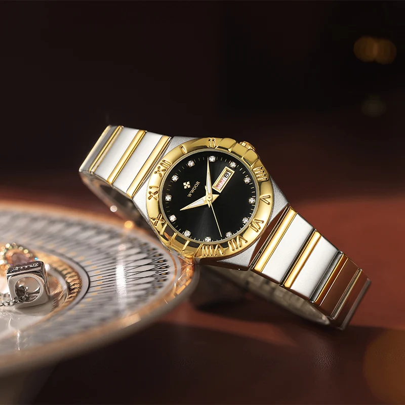 WWOOR Elegant Women Watch Fashion Luxury Ladies Dress Bracelet Wristwatch Stainless Strap Quartz Watches For Women Montre Femme