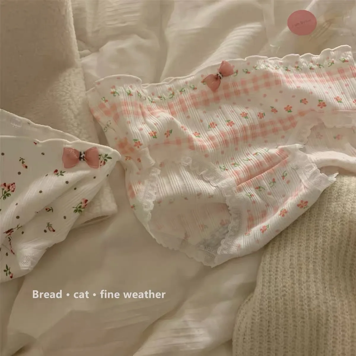 

Cotton Panties Women Set Pink Flower Decorative Underpants Girls Sexy Lingerie Female Panty Girls Fashion Underwear Briefs 2pcs