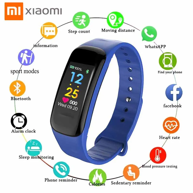 

XIAOMI C1plus Smart Bracelet Color Screen Sports Bracelet Pedometer Heart Rate Blood Pressure Call Message Reminder Smartwatch