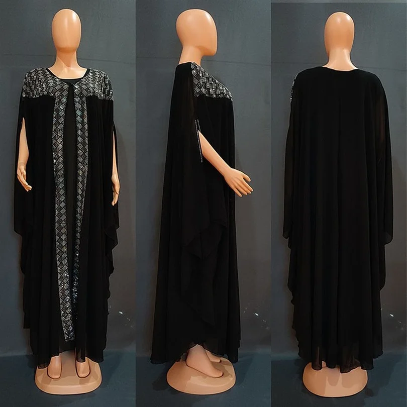 

Evening Dress Women Dashiki Diamond African Clothes Robe Marocaine Luxury Dubai Kaftan Abaya Muslim Dress Vetement Plus Size