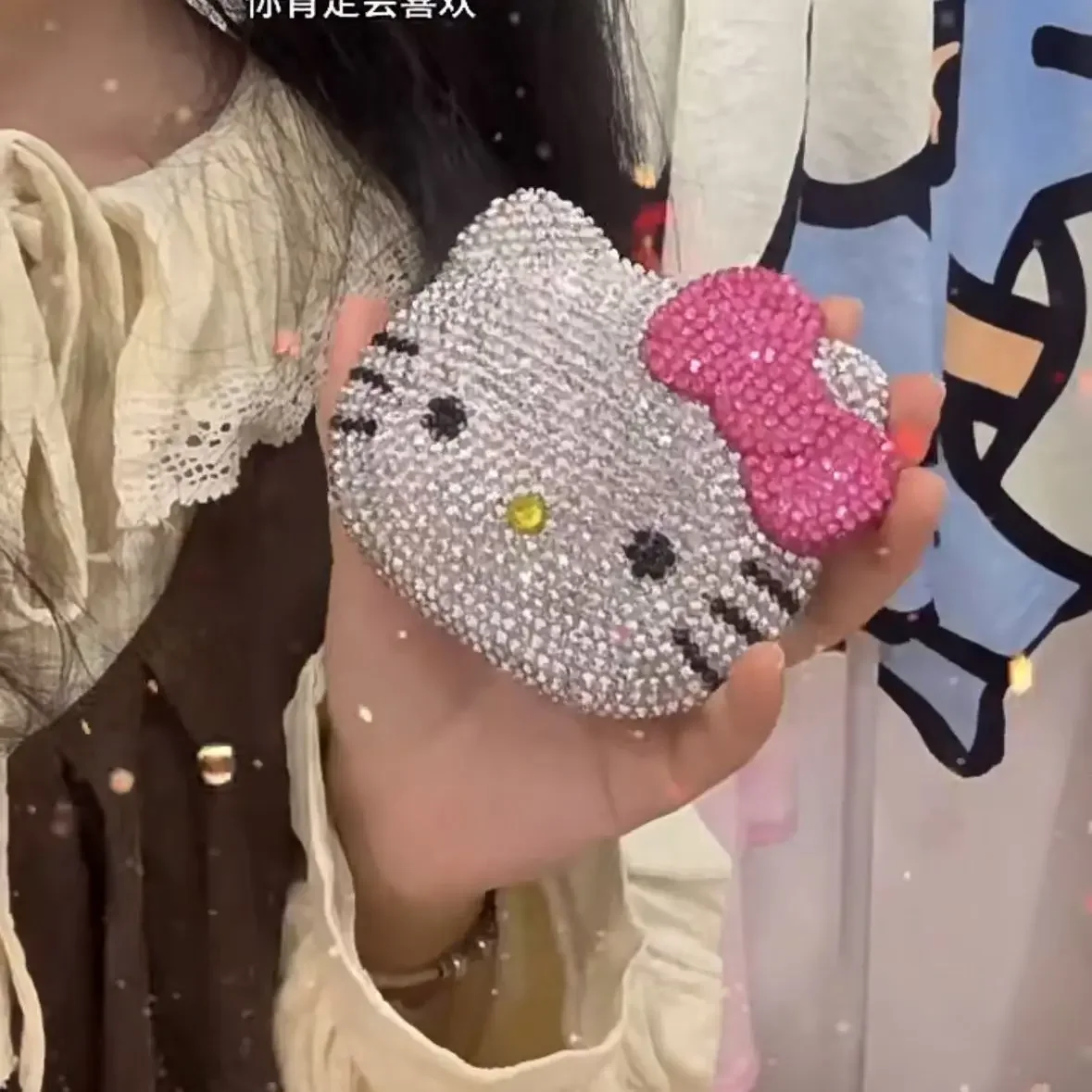 Sanrio аниме Hello Kitty зеркало для макияжа липкая алмазная лента ручной работы набор