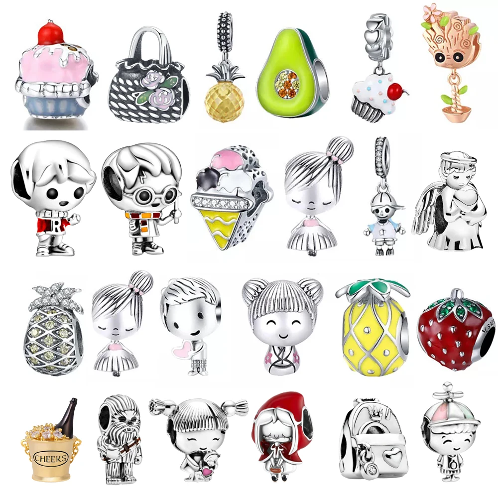 

Новые бусины, лидер продаж 2021, пара, маленькая девочка, мальчик, серебро 925 пробы, ананас, оригинальный браслет Pandora, самодельные ювелирные из...