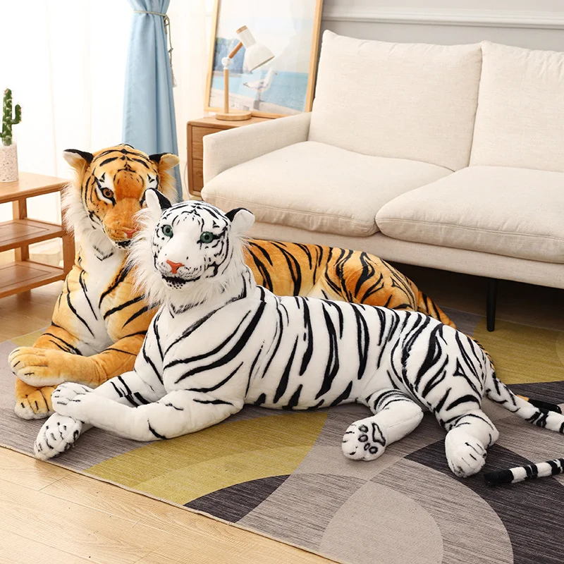 

High Quality 30-90CM Big Size Simulation Leopard Dog Animal Plush Toys Yellow & White Tiger Dolls Decor Children Birthday Gift