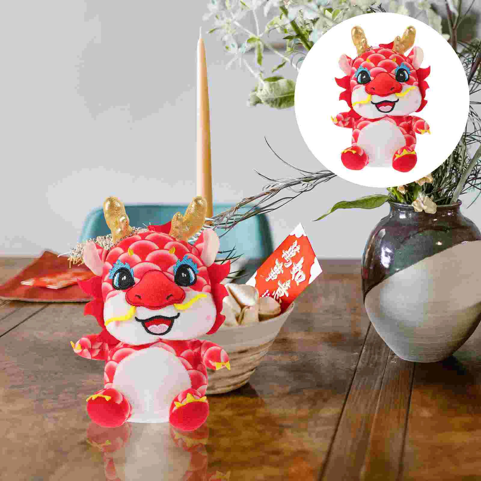 

Stuffed Sitting Dragon 2024 Spring Festival Plush Dragon Mascot