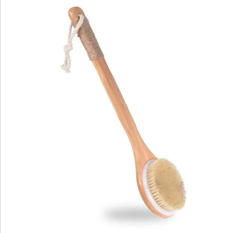 

Natural Bristle Bath Brush Long Handle Wooden Body Massage Shower Brush Exfoliating SPA Woman Man Skin Skin Cleaning Tools