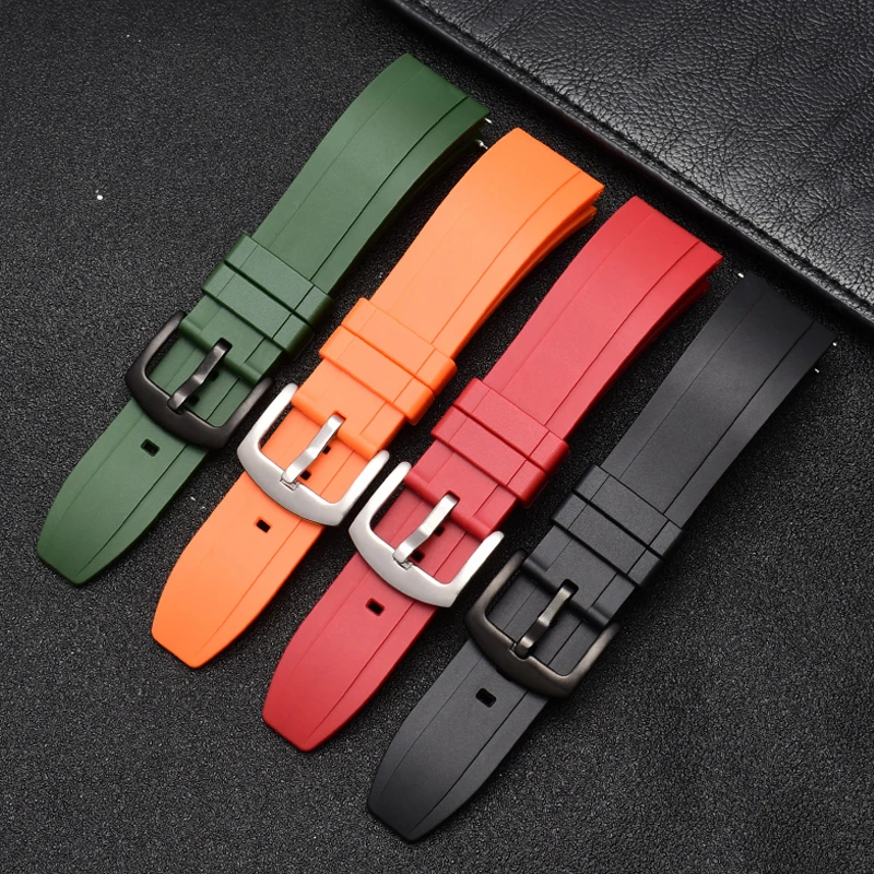 Quality Rubber Watch Strap 18mm 20mm 22mm 24mm Sport Watchband Black Green Wristband With Quick Release Spring Bar
