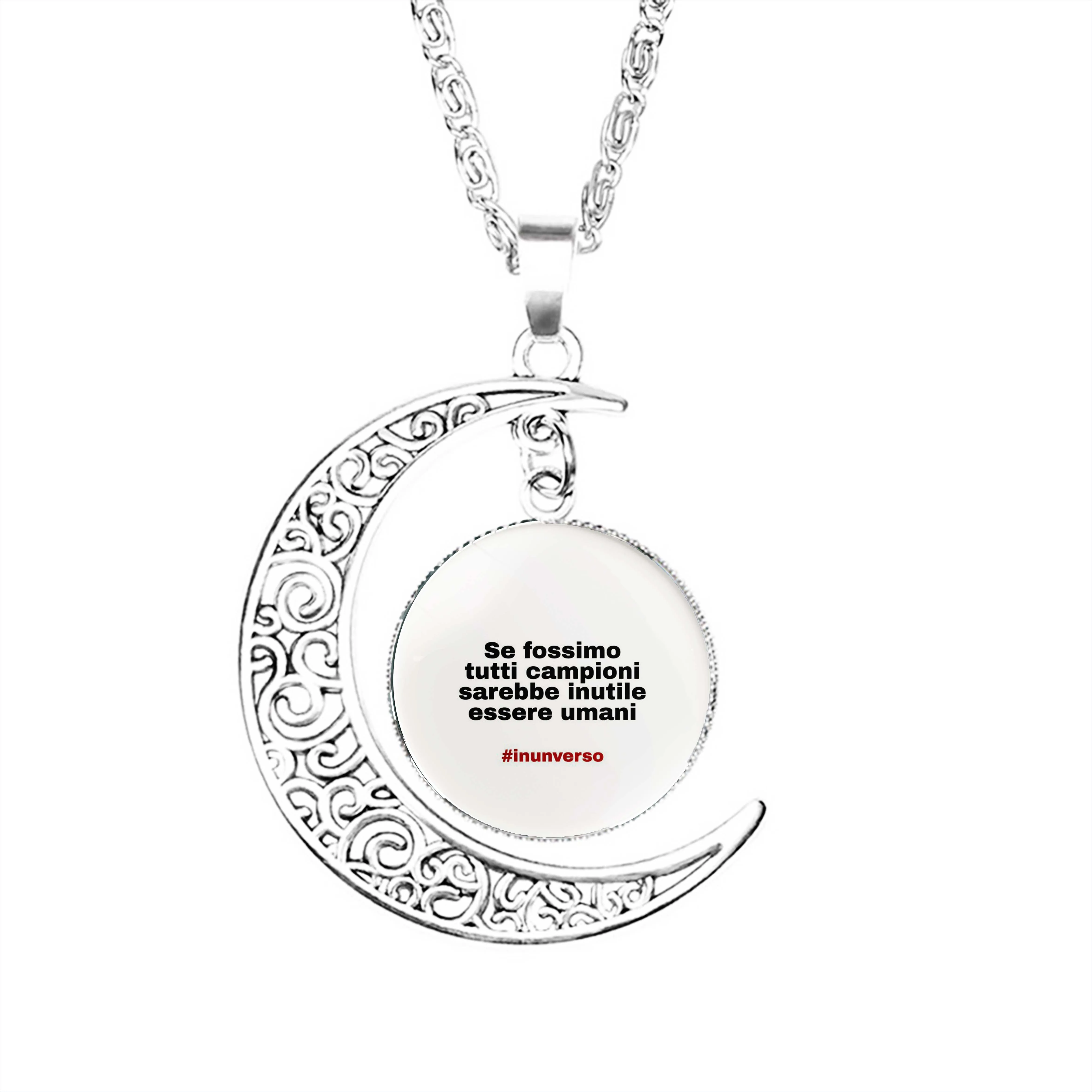 

Inunverso Dannate E Salve Moon Necklace Glass Boy Accessories Party Pendant Chain Lovers Stainless Steel Men Jewelry Girls Lady