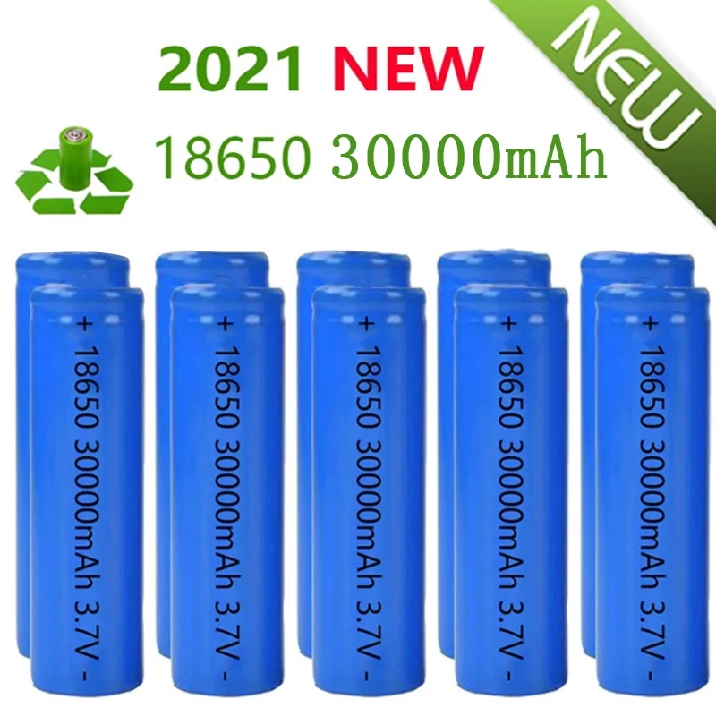 

Dropshipping 30000mAh 3.7V Li-ion Battery 18650 Li-ion Rechargeable Battery for LED Flashlight Electronic Gadget Cabinet Light