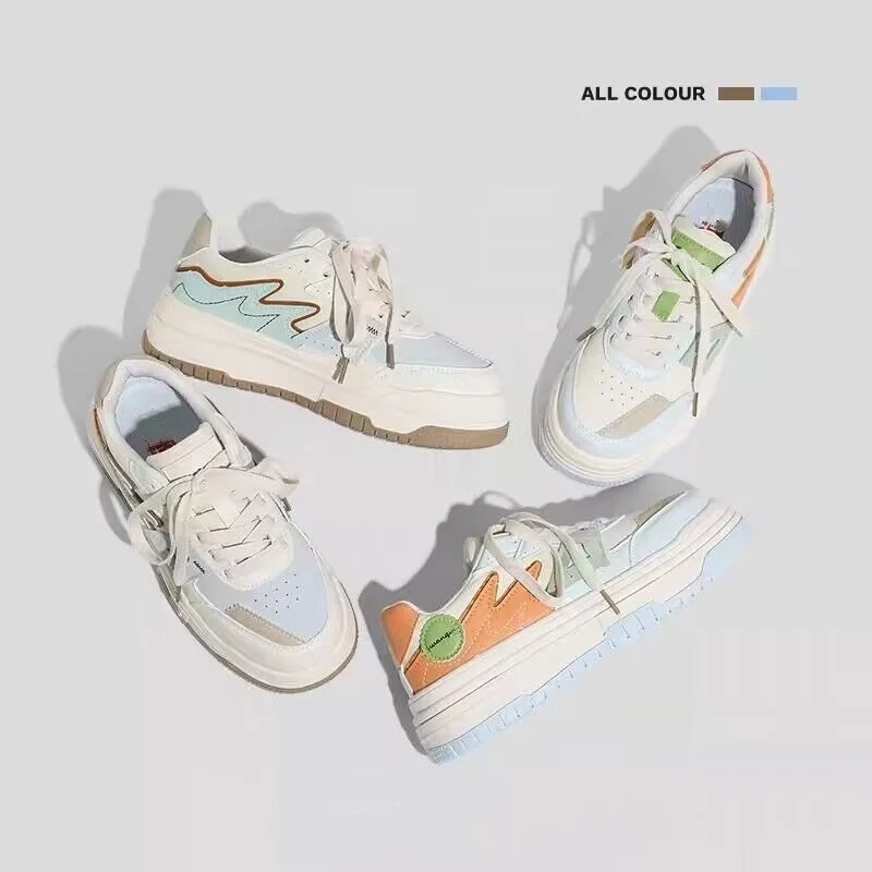 High Rise Thick Soled Women's Shoes, Small White Shoes, Women's 2023 Spring New Candy Colored Board Shoes, Color Matching Shoes