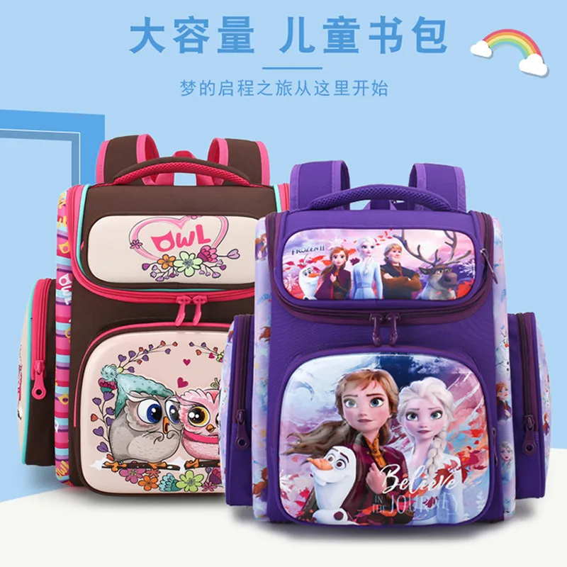 Disney Frozen Marvel School Bags For Boys Girls Grade 1-3 Elsa Spider Man Primary Student Shoulder Orthopedic Backpack Mochila