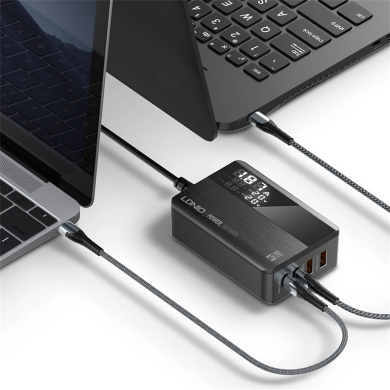 LDNIO A4809C QC3.0 PD 4 USB Gan Phone Fast Charger Adapter for Laptop Macbook 100W Gan Power Charger USB C Charger