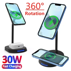 30W Magnetic Wireless Charger For iPhone 12 13 Pro Max Desktop Phone Stand Qi Fast Wireless Charger For Airpods Xiaomi Samsung
