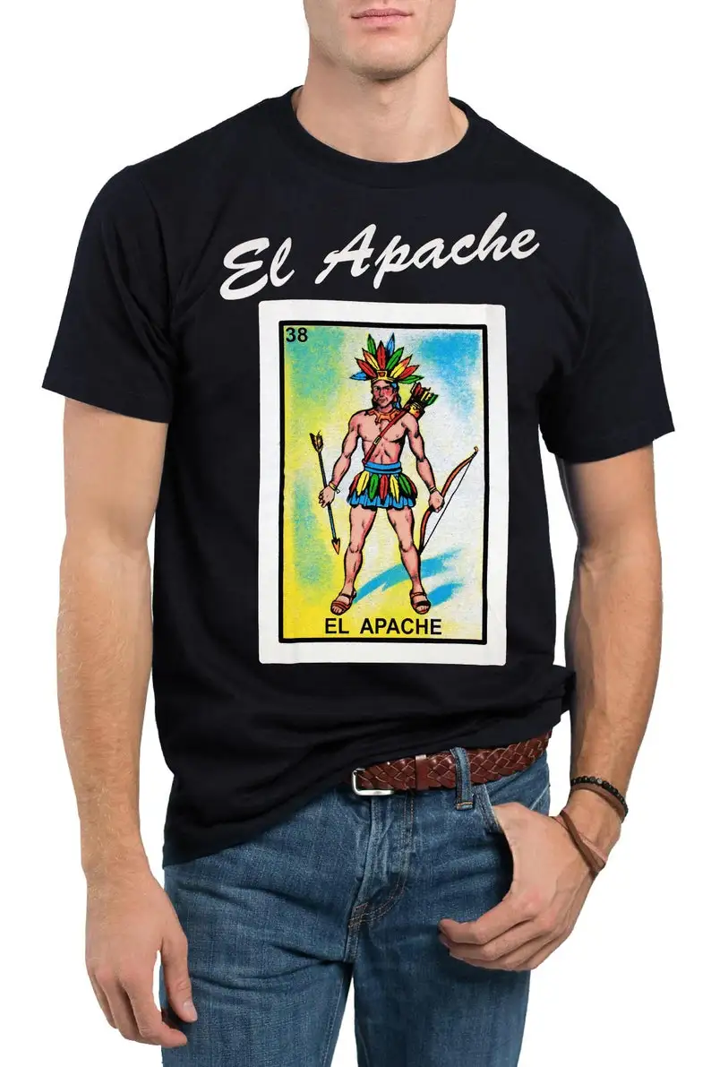 El Apache Loteria Mexican Bingo T-Shirt Novelty Funny Family Tee Black New