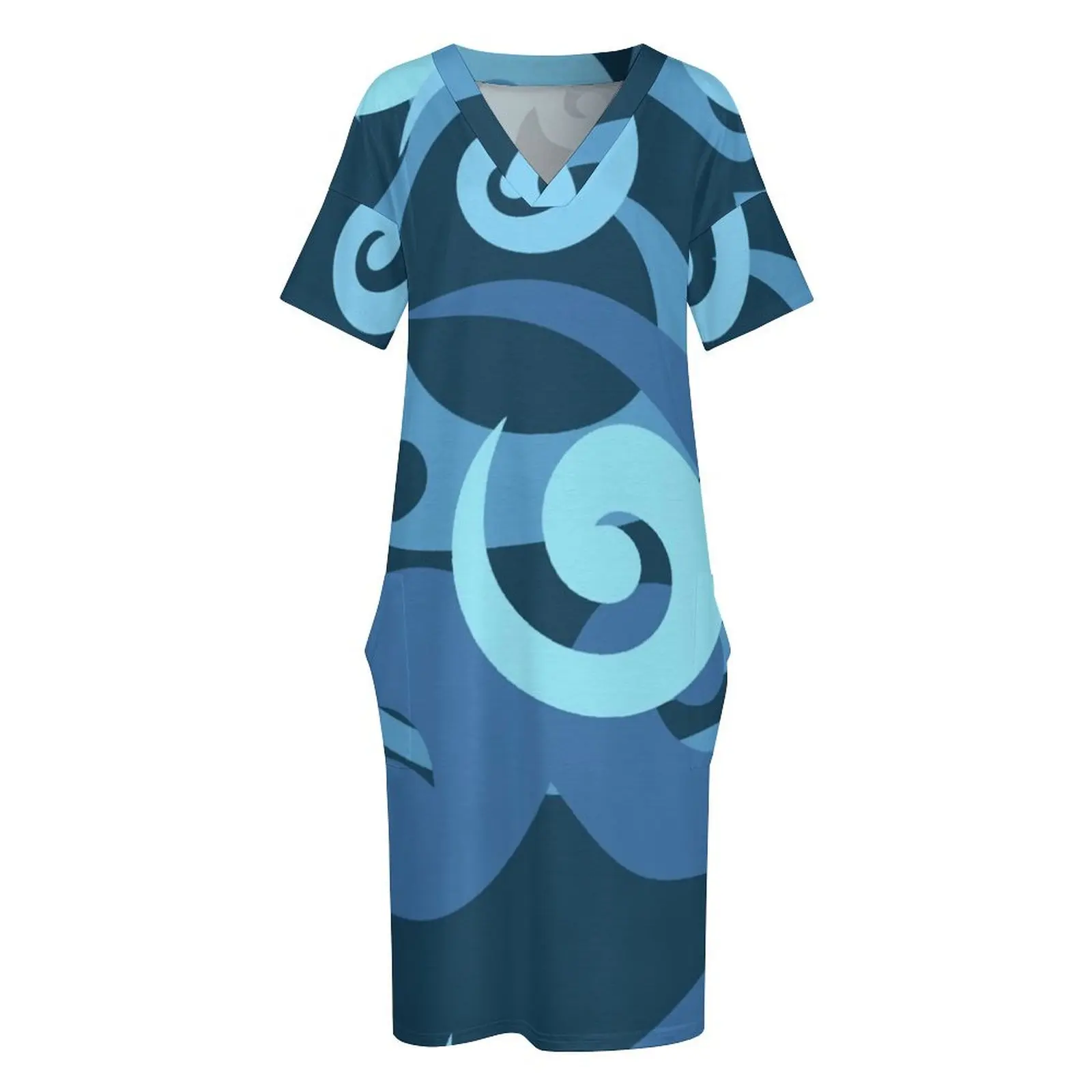 Koru design синее свободное платье с карманами женские платья летнее длинное летние