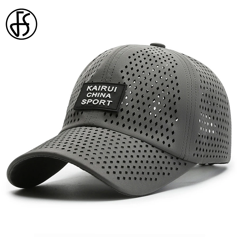 

FS 2022 Gray Diamond Hole Breathable Quick-drying Baseball Cap Women Men Summer Caps Outdoor Sports Sunshade Golf Hat Bone
