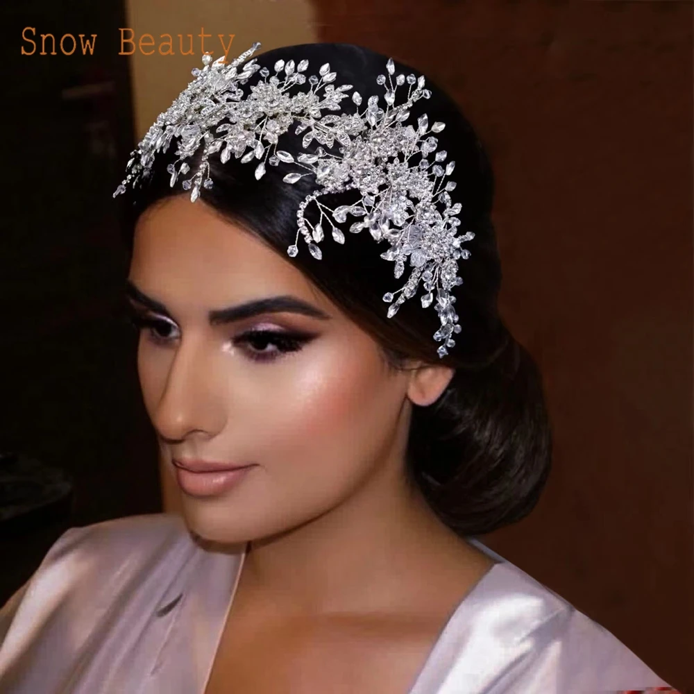 

DZ096 Bridal Headband Handmade Wedding Hair Accessories Jewelry Crystal Bride Hairband Party Headwear Prom Flower Headpieces