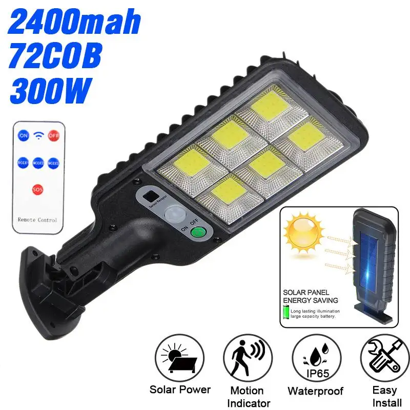 

300W Solar Street Lights Outdoor Solar Lamp With 3 Light Mode Waterproof Motion Sensor Security Lighting for Garden Patio Path
