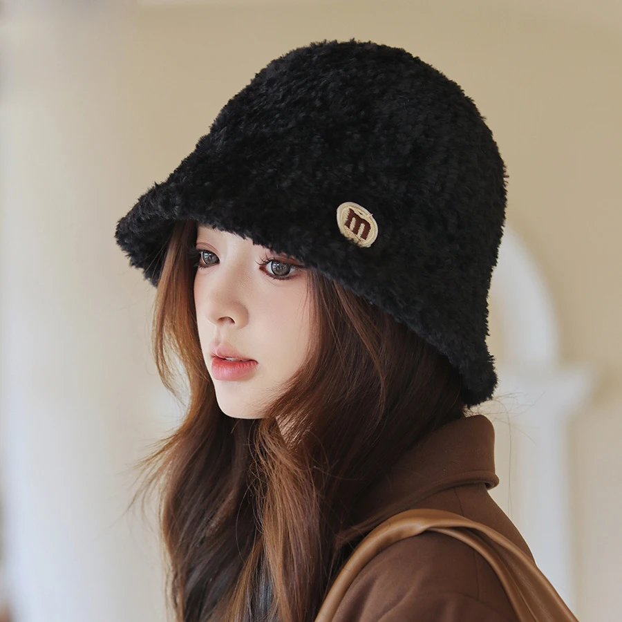 

Плотная плюшевая Панама с надписью на осень и зиму, женская уличная теплая шапка для защиты ушей, однотонная вязаная шапка