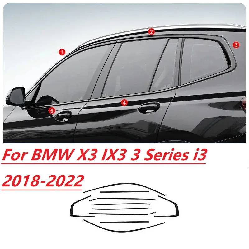 

Window trim black stainless steel window trim For BMW X3 IX3 3 Series i3 2018-2022