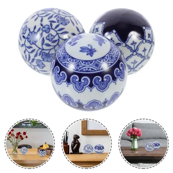 Balls Decorative Ceramic Porcelain Blue Orbs Whitefor Floating Bowlsdecor Bowl Centerpiece Spheres Filler Home Oriental Pool