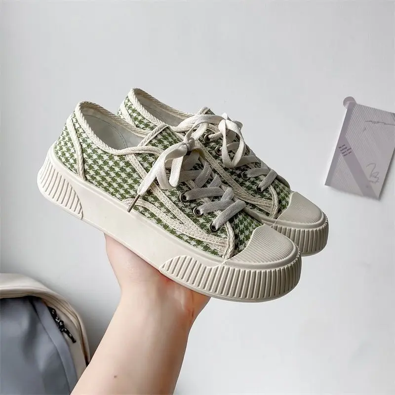 

Gingham Sneakers Women 2022 Summer Autumn New Flats Platform Sport Female Sandals Designer Casual Walking Running Women Shoes