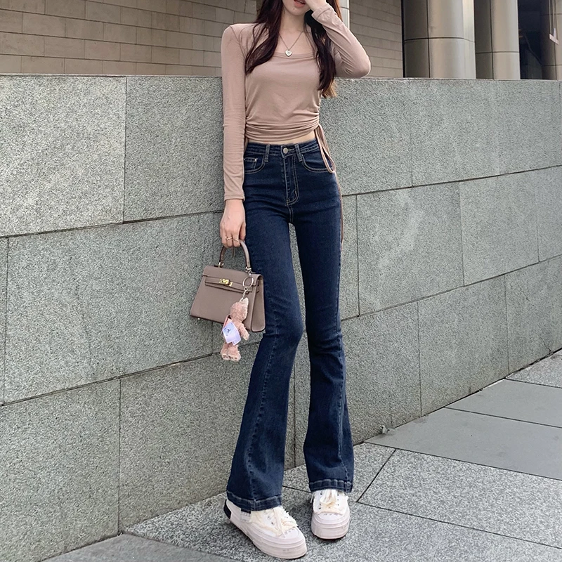 

DD2809 Skinny jeans women flared pants new high waist slim pants jeans