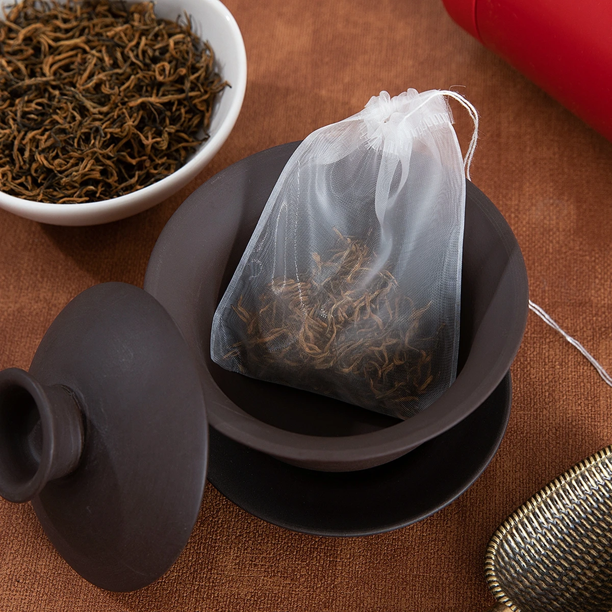 6x8/7x9/8x10/8x12cm 50pcs Transparent Nylon Tea Bags Reusable Tea Filter Bags for Spice Tea Infuser Strainers Spice Herb Teabags
