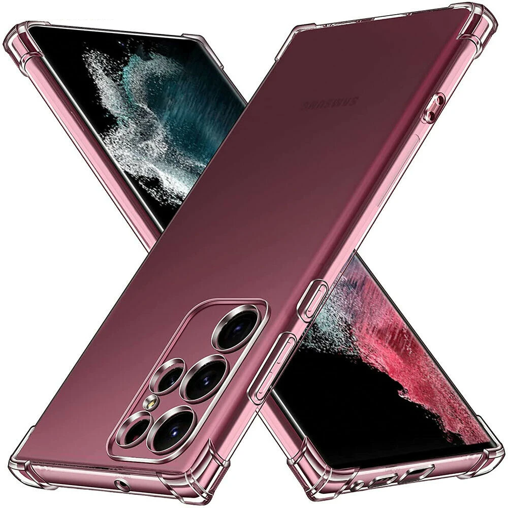 

Clear Case For Samsung Galaxy S22 Ultra S21 Plus S20 FE S21FE Thick Shockproof Soft Silicone Phone Cover for Samsung S9 S10 Plus