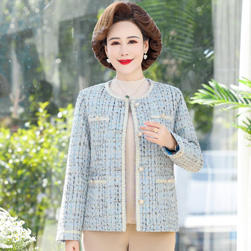 

Женская куртка из Твидового пальто в клетку, элегантная с длинным рукавом, однобортная, пальто рабочей одежды OL, верхняя одежда, топы, осень 2023 г.