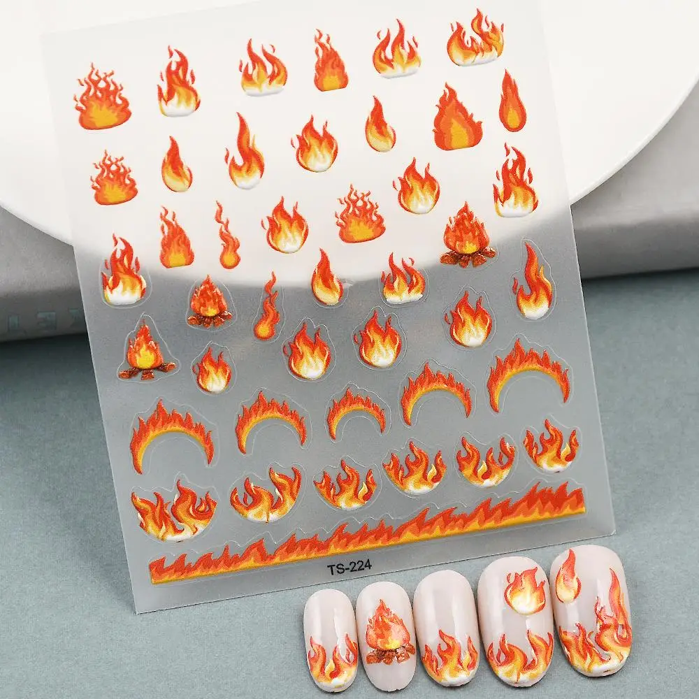 

Наклейка для ногтей Fire 5D s, наклейка для ногтей на заднюю панель, монограмма, наклейки, самоклеящиеся слайдеры