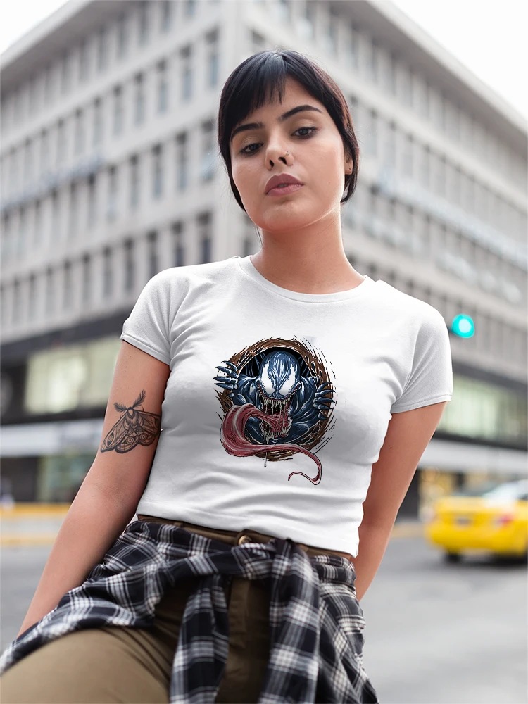 

Venom Tee Shirt Femme Gothic Top Punk Fashion Harajuku Summer 2022 New Y2K Aesthetic Girls Can Do Anything Disney Branded Tshirt