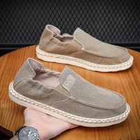 men casual shoes canvas fabric mens shallow loafers moccasins breathable black sneakers high quality non slip driving shoes
