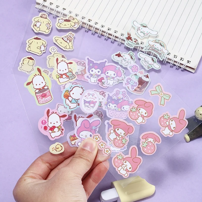 

Kawaii Sanrioed Anime Cartoon series mymelody Kuromi Cinnamoroll cute fashion Waterproof Seamless Decorative Stickers small gift