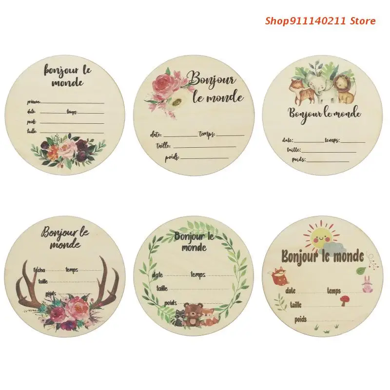 

Baby Month Milestone Card Kasi French Letters Floral Printed Newborn Birth Monthly Birthday Recording Card Infant Toy
