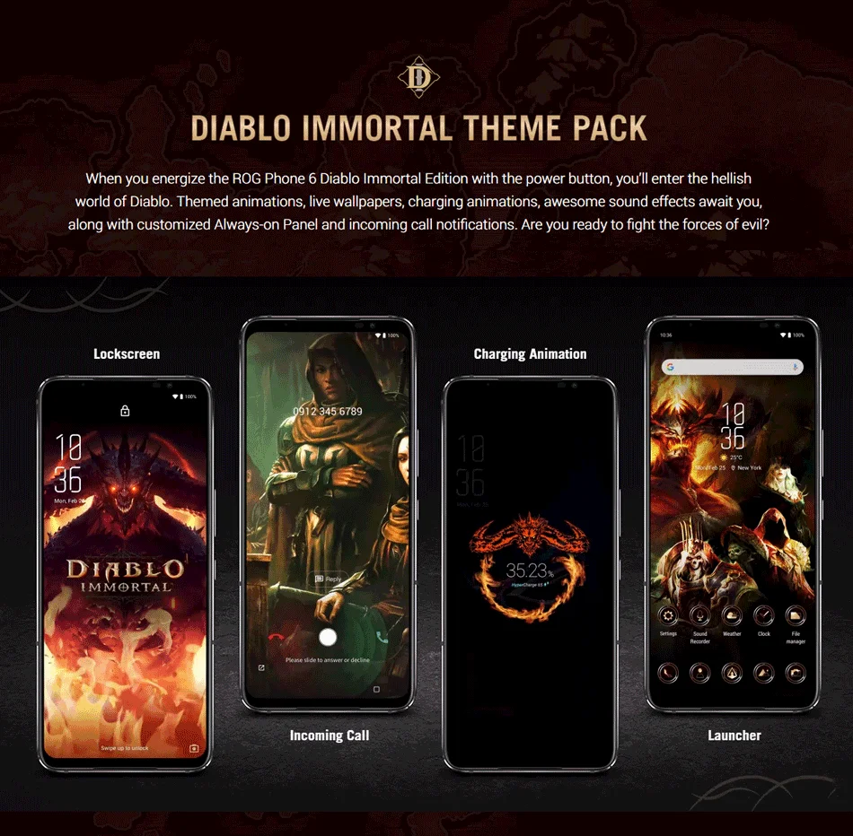 New arrived ASUS ROG Phone 6 Diablo Immortal Limited Edition Gaming phone Snapdragon 8+ Gen 1 165Hz AMOLED Screen 5G Mobilephone