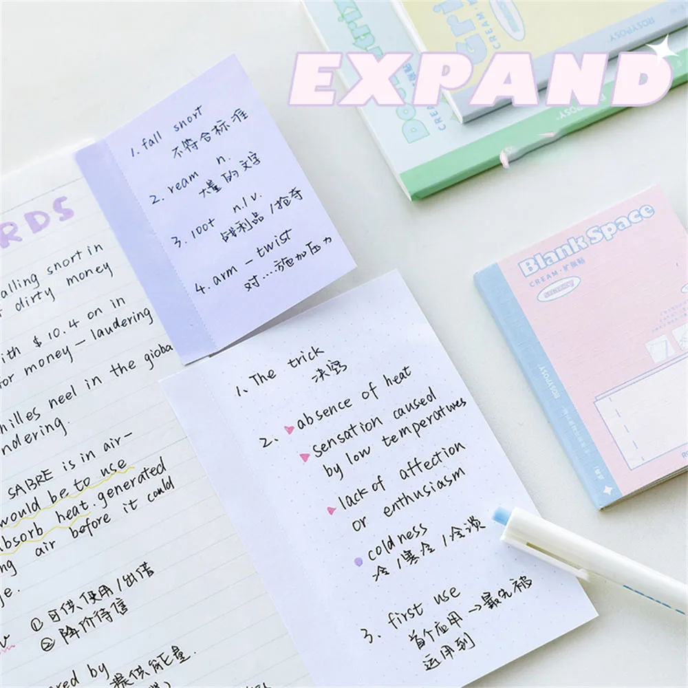 

32sheets Cream Series Memo Pad Expand Sticky Notes DIY Journal Notepad Planner Decorative Material Message Book Stationary