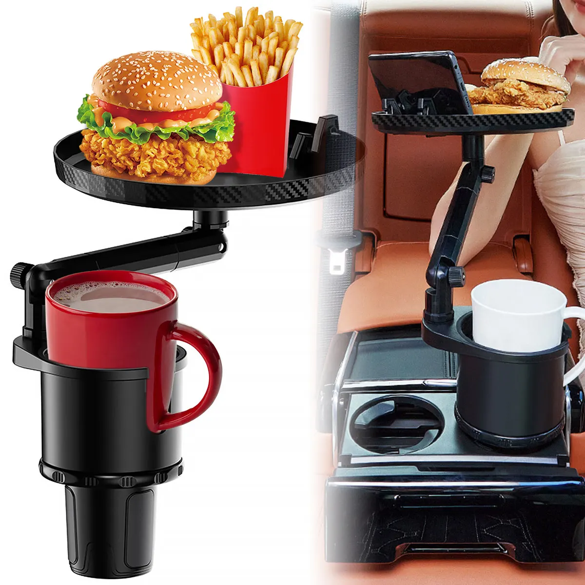 

new Car Cup Holder Expander with Tray 360° Rotating Extendable Car Drink Bottle Rack Table 2-In-1 Car Tray Cell Phone Stand