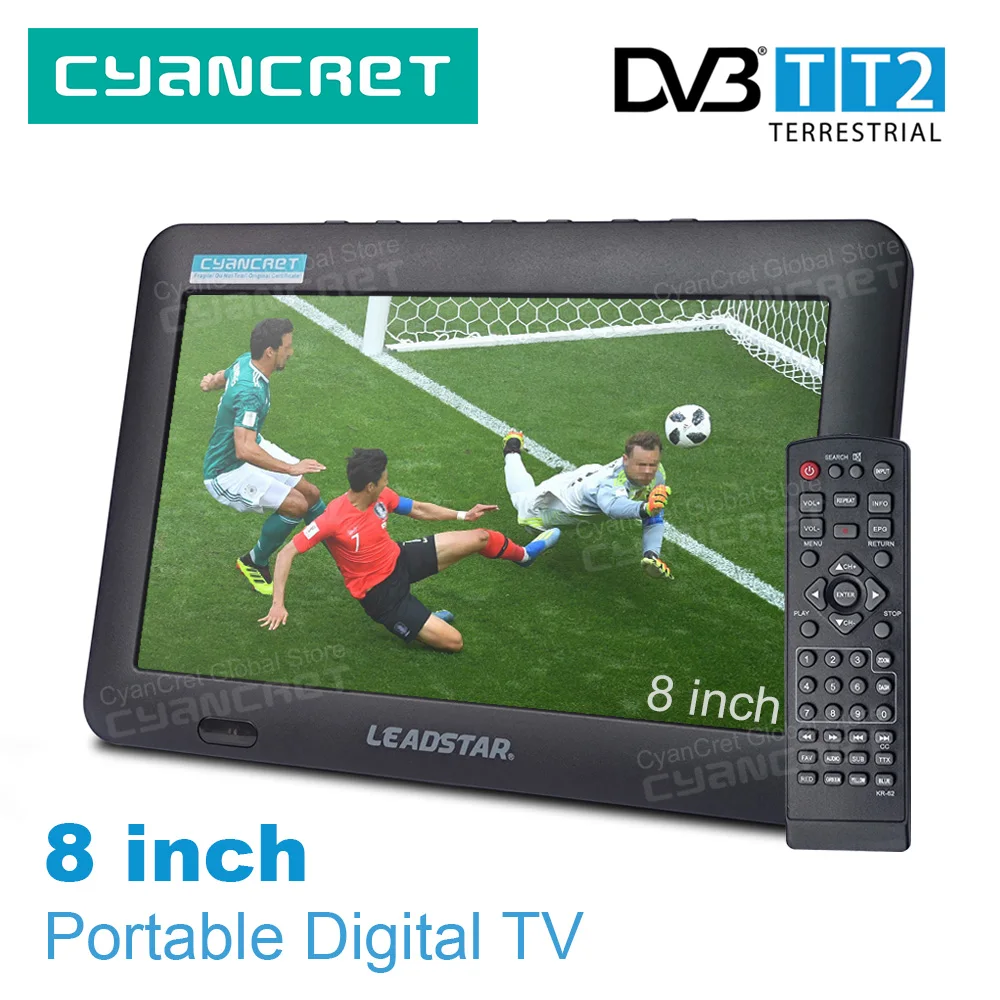 Фото LEADSTAR D8 Портативный телевизор 8-дюймовый DVB-T2 tdt DTT Цифровой и аналоговый Мини-телевизор для небольших автомобилей с поддержкой USB TF MP4 H.265 AC3 №1