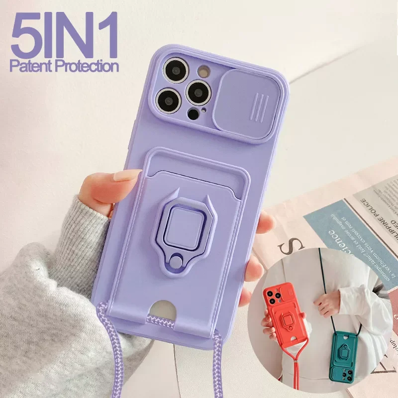 

Phone case for iphone 11 12 13 Pro Max X SE XR XS Max case for Iphone 6 7 8 Plus 12 13 mini Luxury Soft Silicone Lanyard Cover