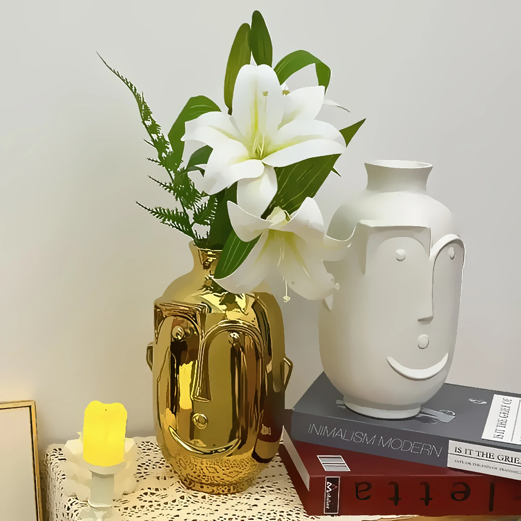 Большая Настольная Ваза с человеческим лицом керамический держатель для цветов