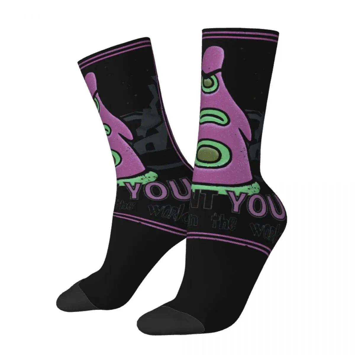 

Hip Hop Vintage Uncle Purple Crazy Men's Socks Unisex Day Of the Tentacle Lucas Game Street Style Pattern Printed Crew Sock Gift