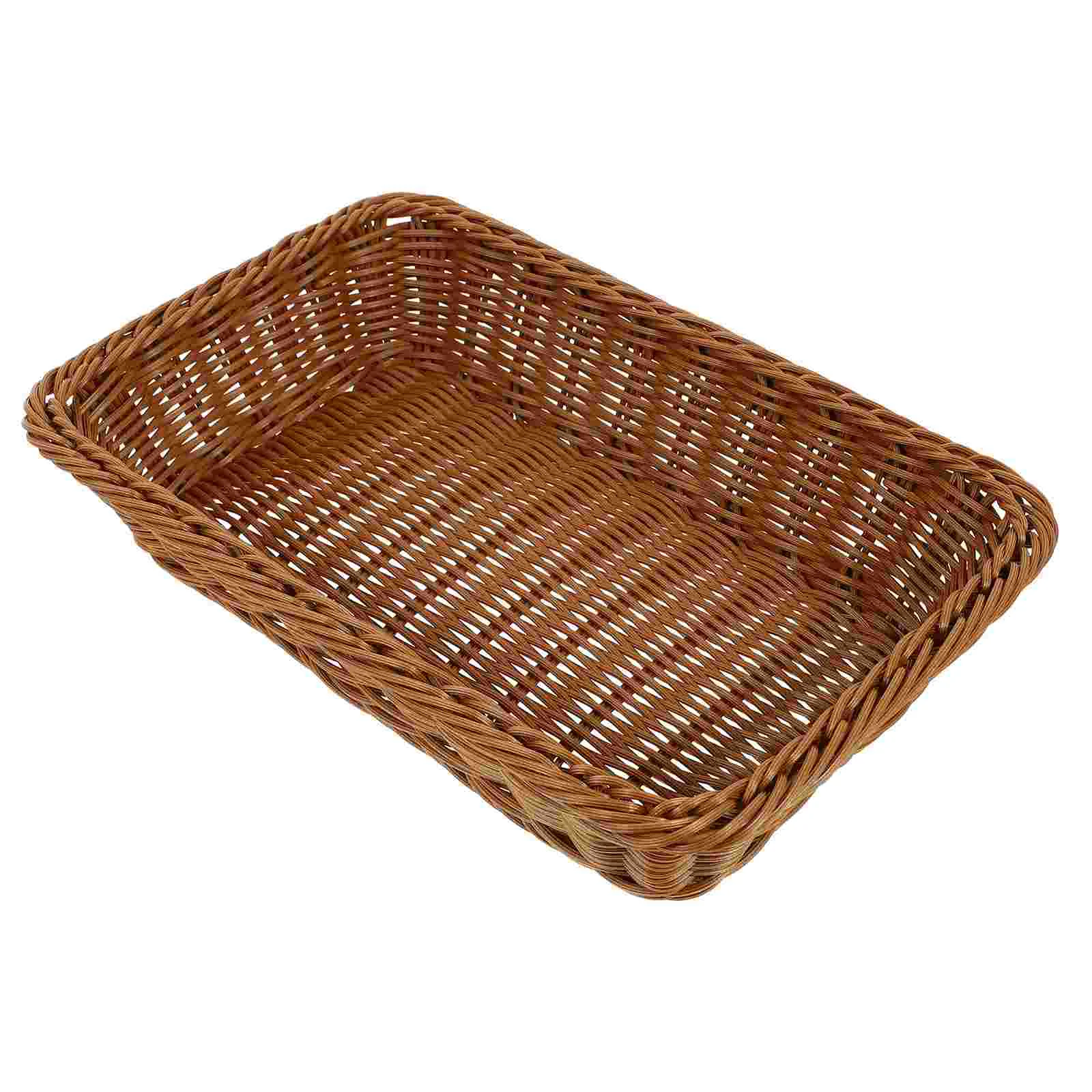 

Basket Woven Bread Fruit Wicker Baskets Serving Bowl Storage Rectangular Rattanpoly Display Chips Imitation Dessert Desktop