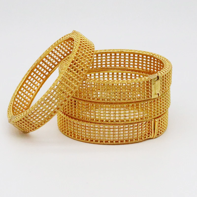 

New 24K Flower Dubai Flower Gold Color Wedding Jewelry Bangles For Women Girl Gold Color Ethiopian Kids Bangles Bracelet Jewelry