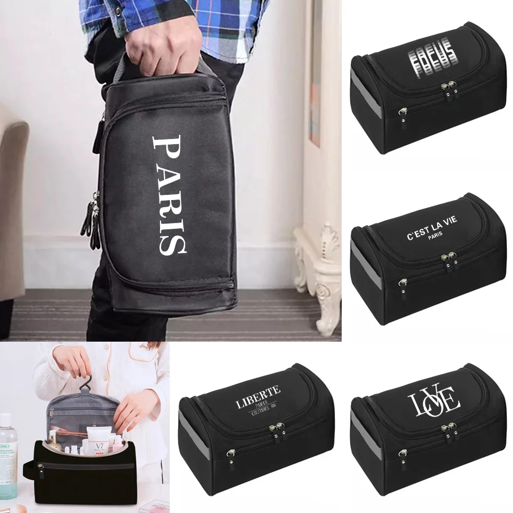 

Multifunction Travel Cosmetic Bag Women Waterproof Cosmetic MakeUp Bag Travel Organizer Female Text Series Storage Make Up Cases