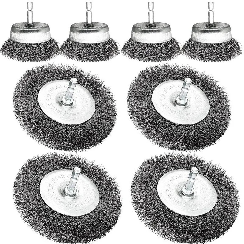 

8 Pack Wire Brush For Drill, Wire Wheel Cup Brush Set, Metal Wire Brushes For Fast Cleaning The Larger Surfaces Rust