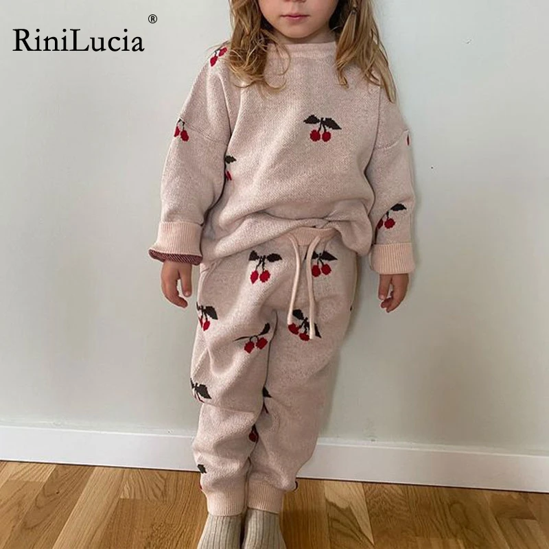 

RiniLucia Kids Boys Girls Sweaters Clothes Baby Warm Sweater Coats Children Embrodiery Casual Pants Tops Wool Pullovers Clothing