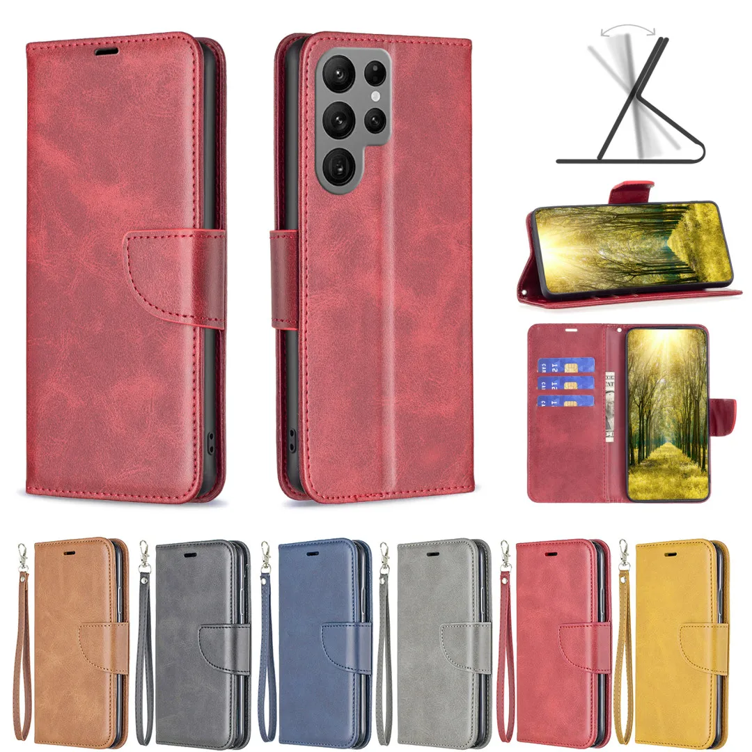 

Full Protect Case For Samsung Galaxy S23 S22 Ultra S21 FE S20 Plus S10E Note 20 10 Phone Bags Fashion Flip Leather Wallet Cover
